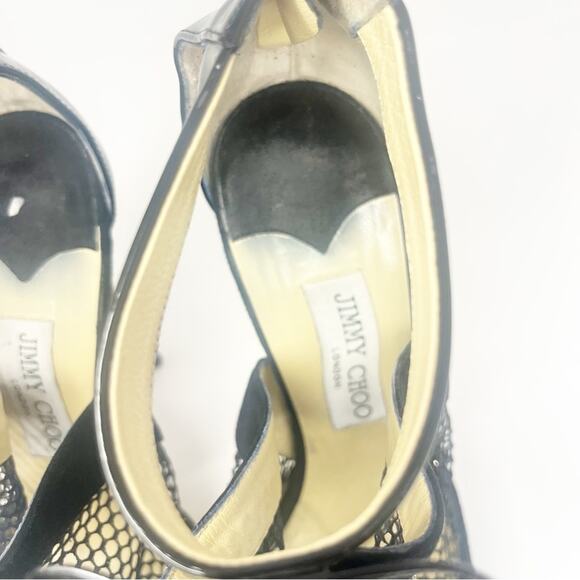 Jimmy Choo Callie Black Mesh Bow Sandals - Picture 8 of 12